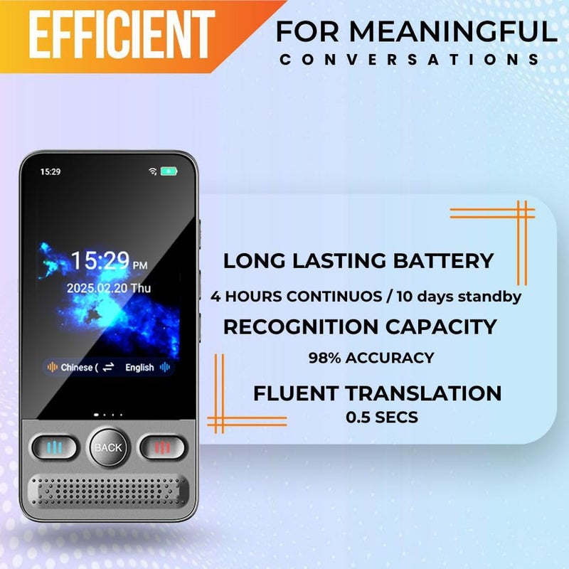 Herpla Language Translator Device, Voice/Text Bidirection Word Translator, 138 Languages Online/Offline Translator For business And Learning - Image 3